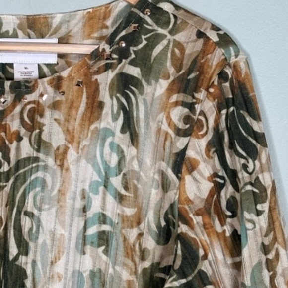 Alfred Dunner Copper Canyon Print Top Blouse-Brown/Green-Women Size XL - Picture 1 of 4